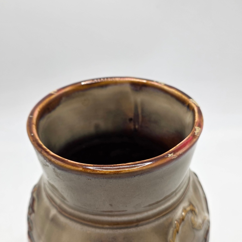 Vintage Ceramic‎ Leaf Vase Autumn Fall Decor Embossed Maple Leaves Brown - Picture 6 of 11